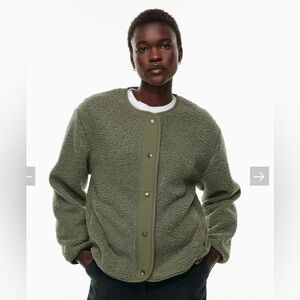 Aritzia Wilfred Free Army Green Teddy Relaxed sherpa fleece liner Jacket